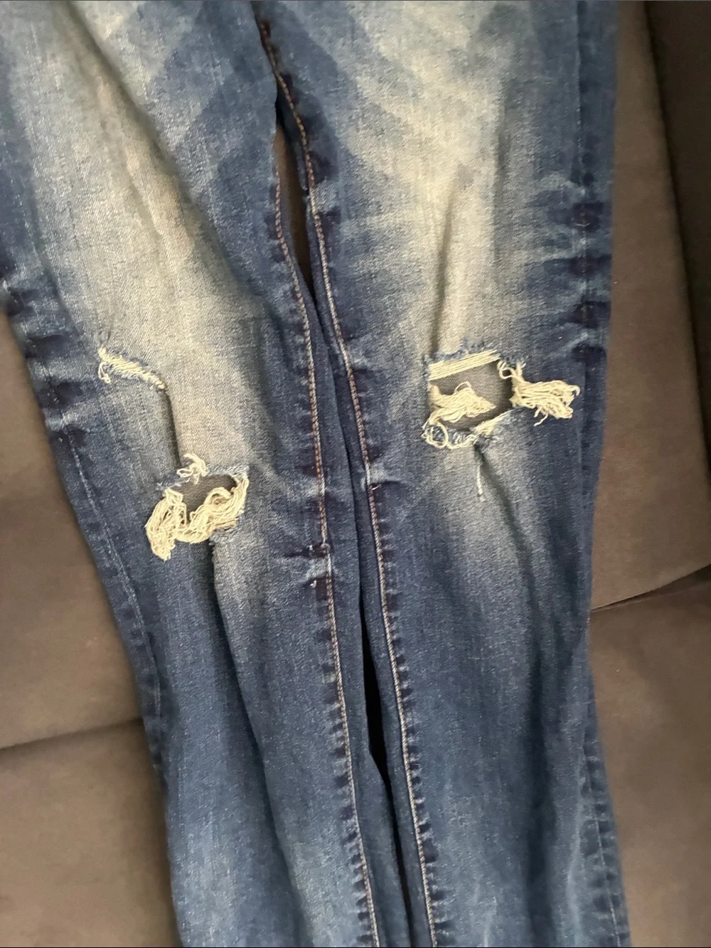 Aero Mid Wash Distressed Skinny Jeans - Blue